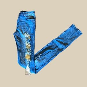 Embellish Ripped Cano Stacked Blue Denim